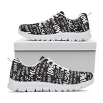 Black And White Rock And Roll Print White Sneakers
