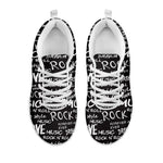 Black And White Rock And Roll Print White Sneakers