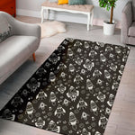 Black And White Rocket Pattern Print Area Rug