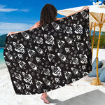 Black And White Rocket Pattern Print Beach Sarong Wrap