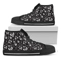 Black And White Rocket Pattern Print Black High Top Sneakers