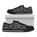 Black And White Rocket Pattern Print Black Low Top Sneakers