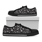 Black And White Rocket Pattern Print Black Low Top Shoes