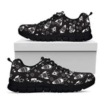 Black And White Rocket Pattern Print Black Sneakers