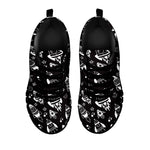 Black And White Rocket Pattern Print Black Sneakers