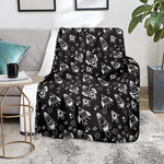 Black And White Rocket Pattern Print Blanket