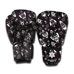 Black And White Rocket Pattern Print Boxing Gloves