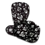 Black And White Rocket Pattern Print Boxing Gloves