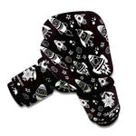 Black And White Rocket Pattern Print Boxing Gloves
