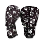 Black And White Rocket Pattern Print Boxing Gloves