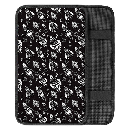 Black And White Rocket Pattern Print Car Center Console Cover