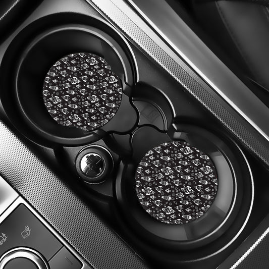 Black And White Rocket Pattern Print Car Coasters
