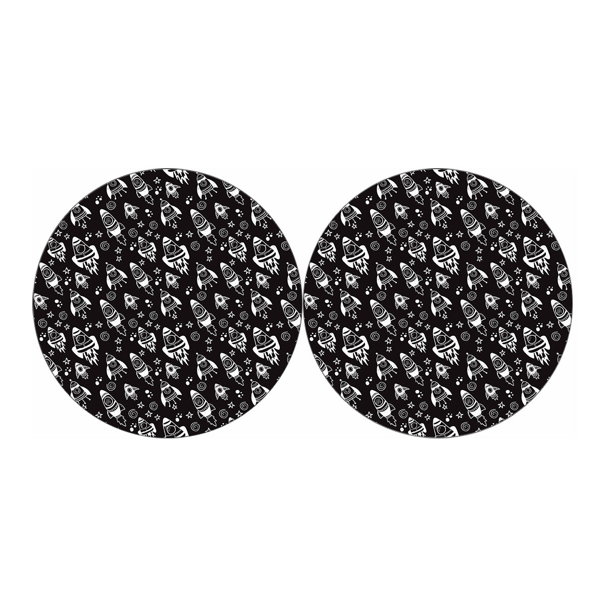 Black And White Rocket Pattern Print Car Coasters