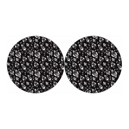 Black And White Rocket Pattern Print Car Coasters