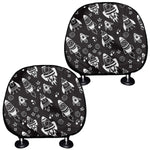 Black And White Rocket Pattern Print Car Headrest Covers