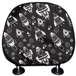 Black And White Rocket Pattern Print Car Headrest Covers