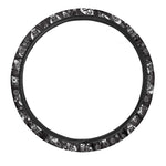 Black And White Rocket Pattern Print Car Steering Wheel Cover