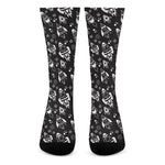 Black And White Rocket Pattern Print Crew Socks