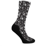 Black And White Rocket Pattern Print Crew Socks