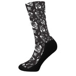 Black And White Rocket Pattern Print Crew Socks