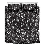 Black And White Rocket Pattern Print Duvet Cover Bedding Set