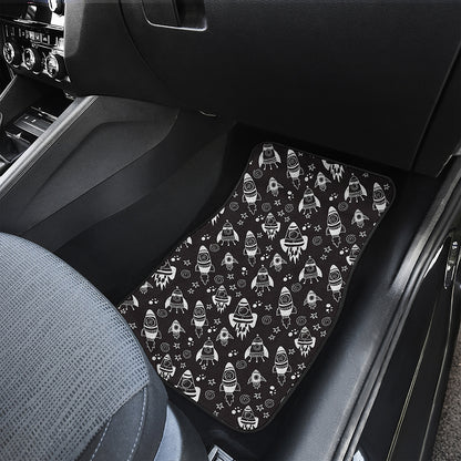 Black And White Rocket Pattern Print Front Car Floor Mats