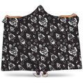 Black And White Rocket Pattern Print Hooded Blanket