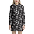 Black And White Rocket Pattern Print Pullover Hoodie Dress