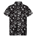 Black And White Rocket Pattern Print Men's Short Sleeve Shirt