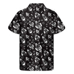 Black And White Rocket Pattern Print Men's Short Sleeve Shirt