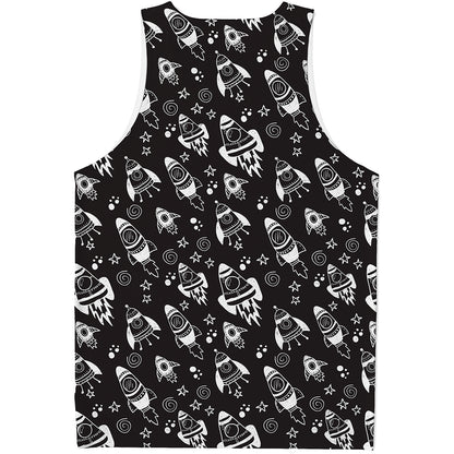 Black And White Rocket Pattern Print Men's Tank Top