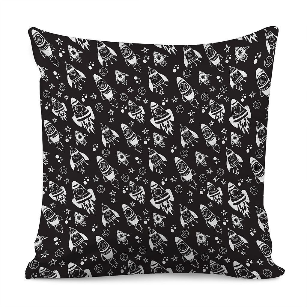 Black And White Rocket Pattern Print Pillow Cover