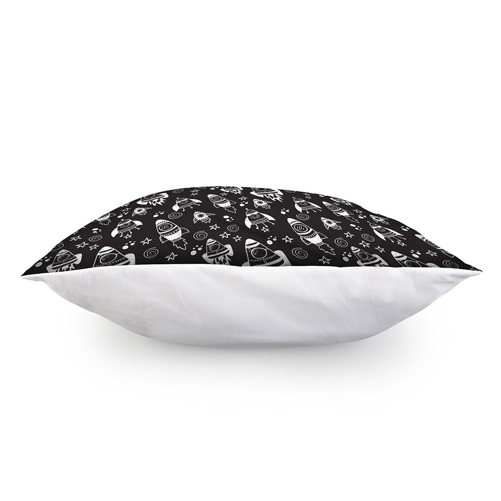 Black And White Rocket Pattern Print Pillow Cover