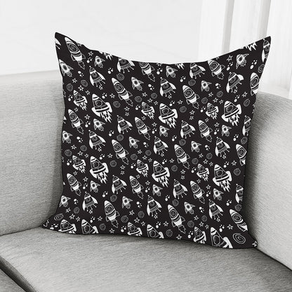Black And White Rocket Pattern Print Pillow Cover