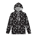 Black And White Rocket Pattern Print Pullover Hoodie