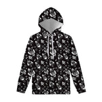 Black And White Rocket Pattern Print Pullover Hoodie