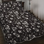 Black And White Rocket Pattern Print Quilt Bed Set