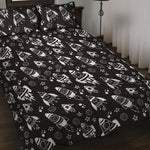 Black And White Rocket Pattern Print Quilt Bed Set