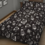 Black And White Rocket Pattern Print Quilt Bed Set