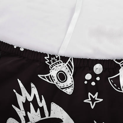 Black And White Rocket Pattern Print Sofa Cover