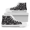 Black And White Rocket Pattern Print White High Top Sneakers