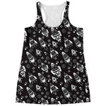 Black And White Rocket Pattern Print Women's Racerback Tank Top