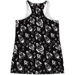 Black And White Rocket Pattern Print Women's Racerback Tank Top