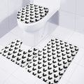 Black And White Rooster Pattern Print 3 Piece Bath Mat Set