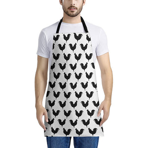 Black And White Rooster Pattern Print Apron