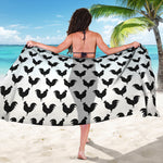 Black And White Rooster Pattern Print Beach Sarong Wrap