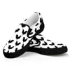 Black And White Rooster Pattern Print Black Slip On Shoes