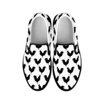 Black And White Rooster Pattern Print Black Slip On Shoes