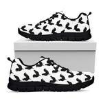 Black And White Rooster Pattern Print Black Sneakers