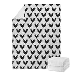 Black And White Rooster Pattern Print Blanket